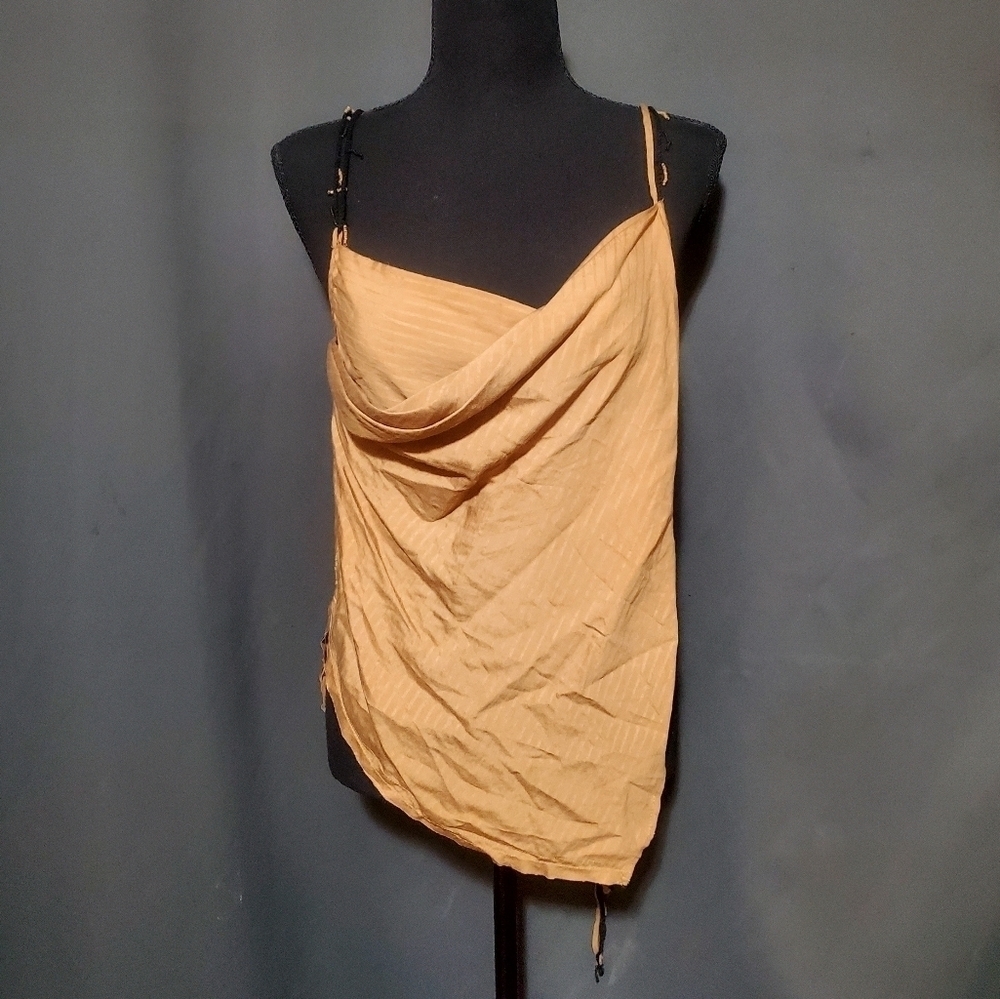 Zara Brown Asymmetrical Beaded Festival Boho Beach Top Size Small NWT